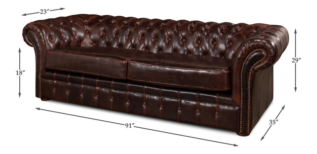 Sarreid Piccadilly  Sofa  Club Leather