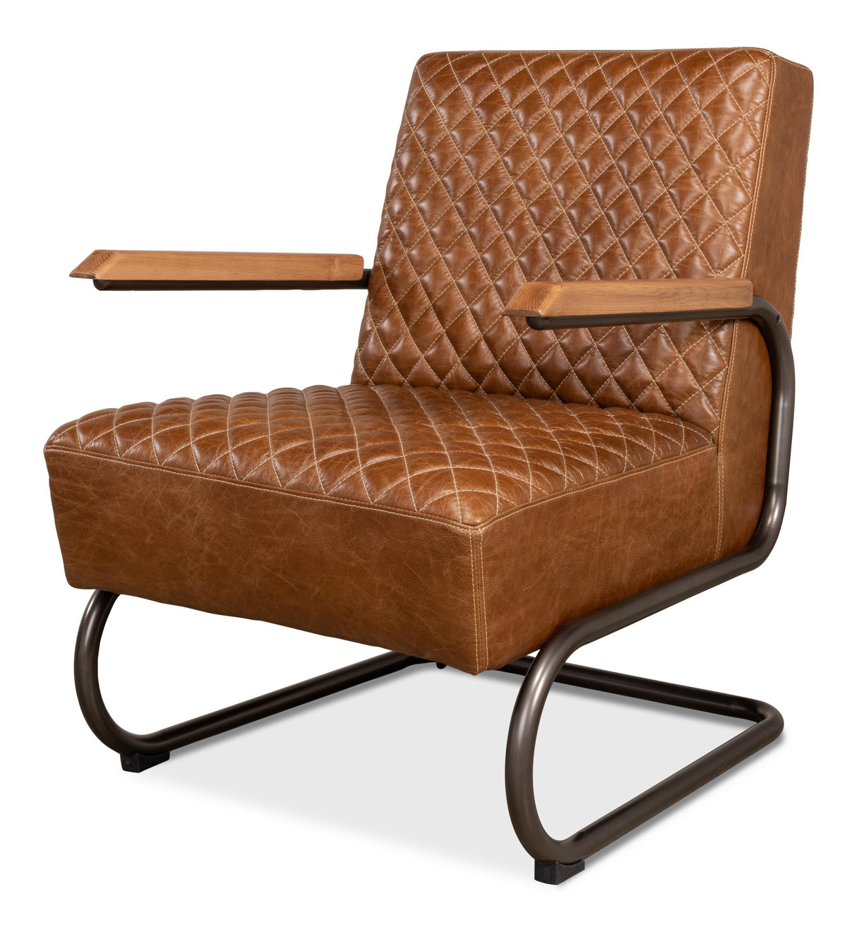 Sarreid Beverly Hills Chair  Cuba Brown Leather