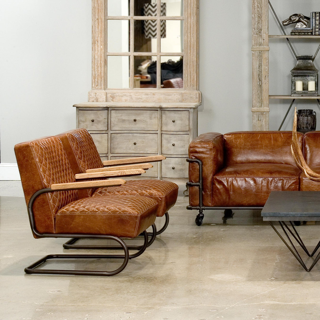 Sarreid Beverly Hills Chair  Cuba Brown Leather