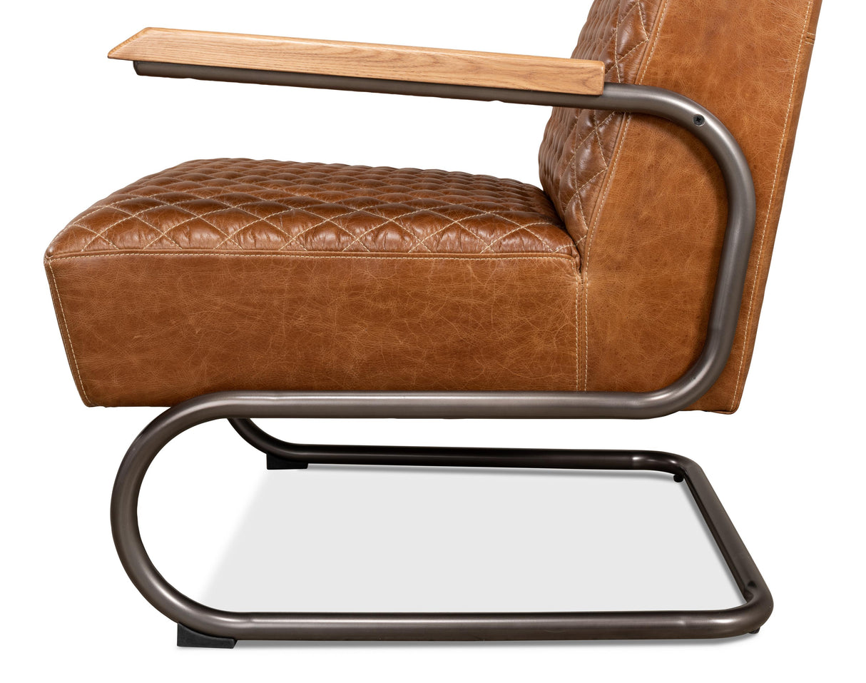 Sarreid Beverly Hills Chair  Cuba Brown Leather