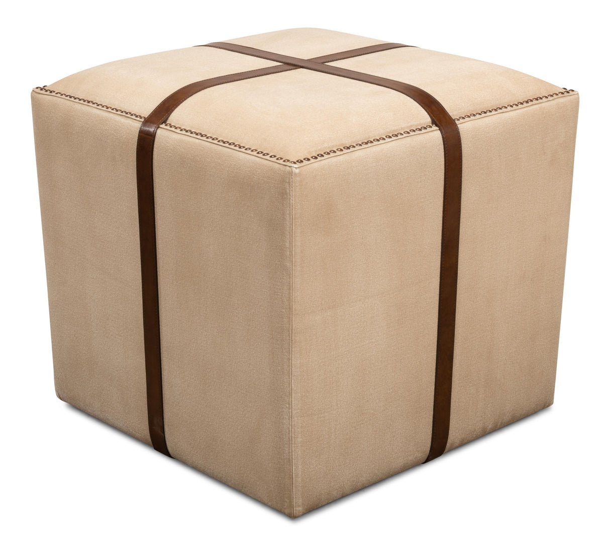 Sarreid Strap Canvas & Leather Stool