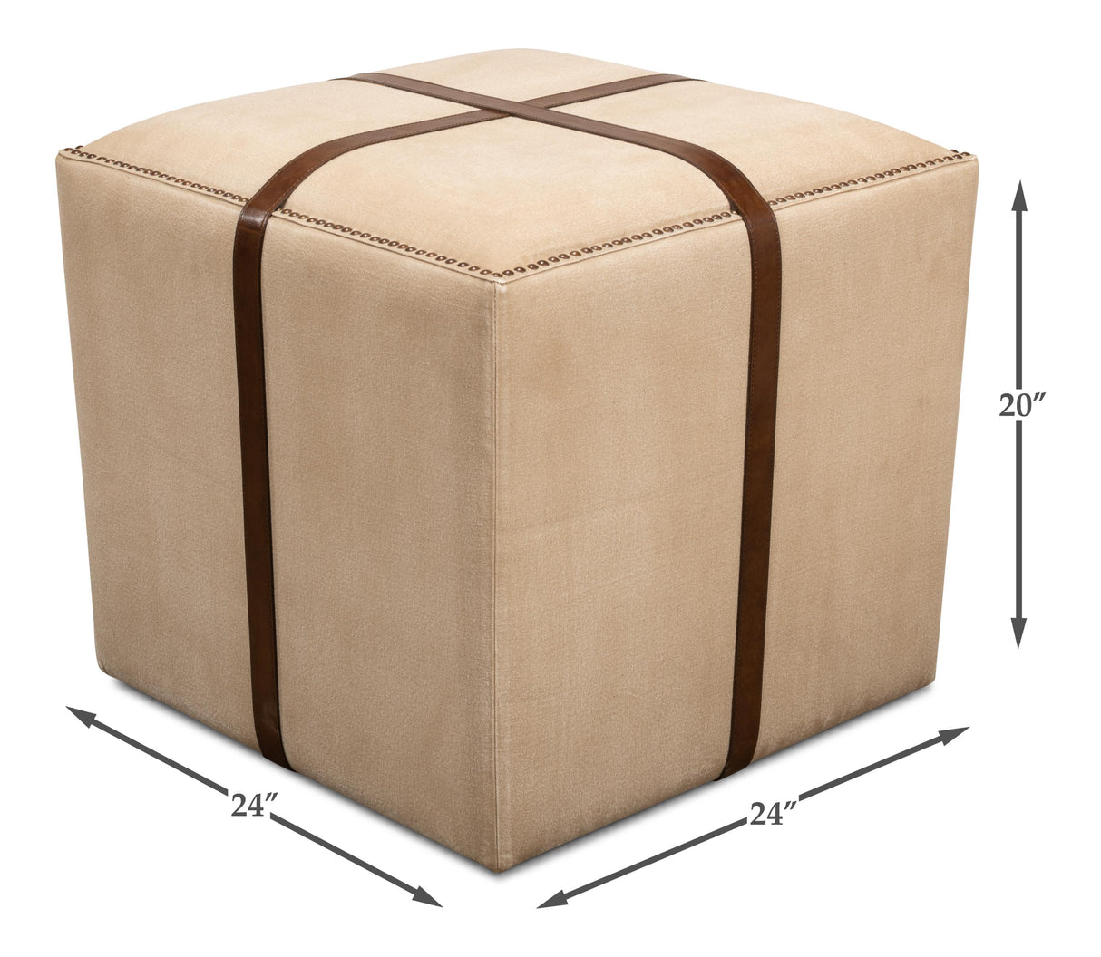 Sarreid Strap Canvas & Leather Stool