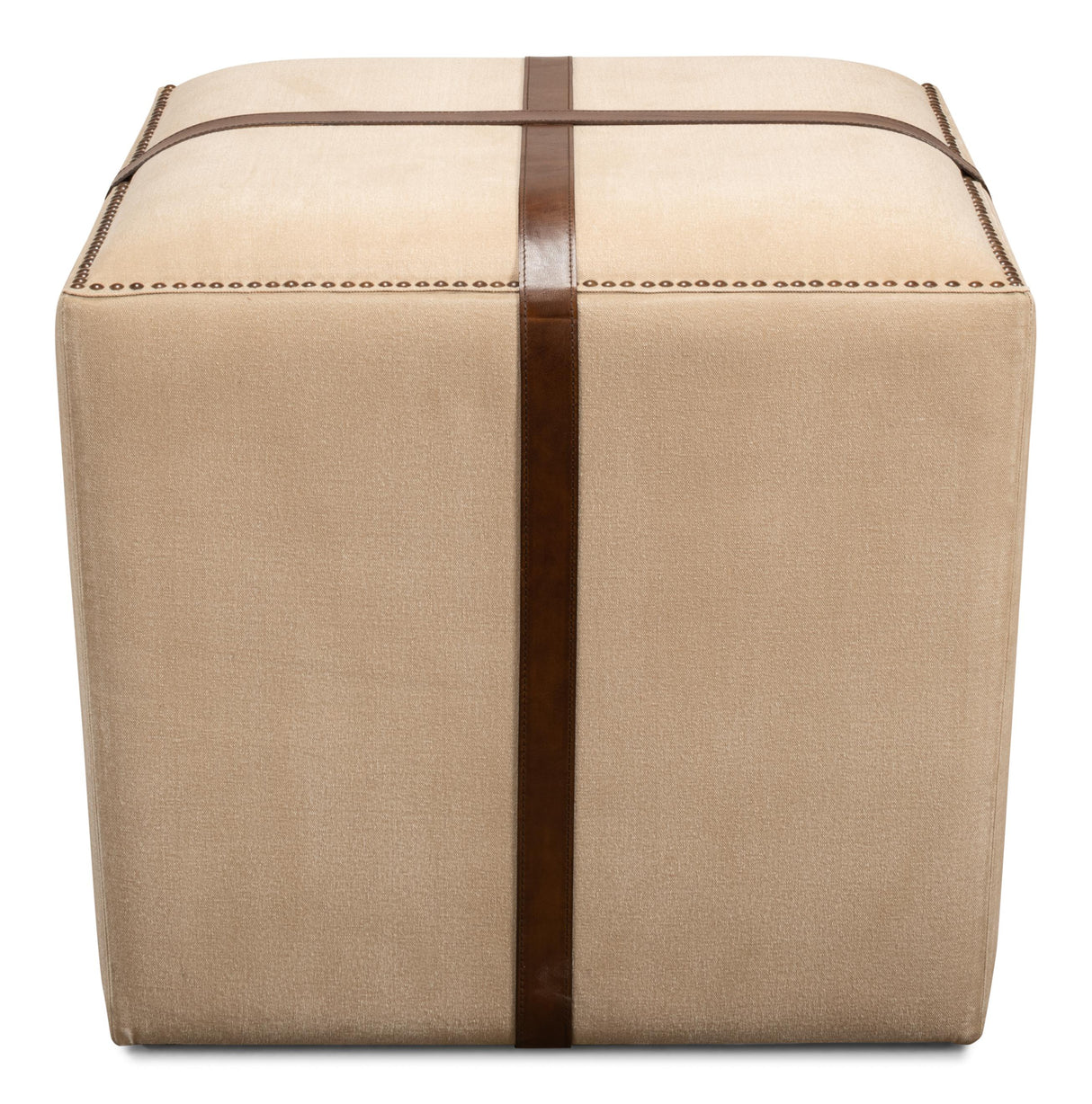 Sarreid Strap Canvas & Leather Stool