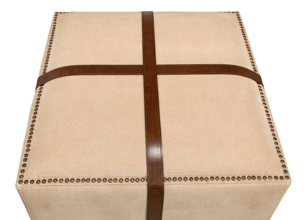 Sarreid Strap Canvas & Leather Stool