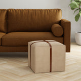 Sarreid Strap Canvas & Leather Stool