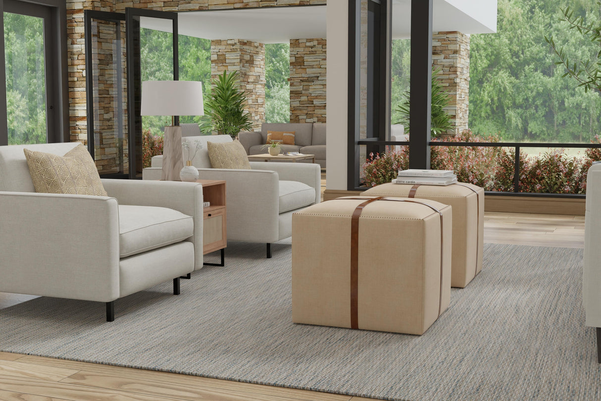 Sarreid Strap Canvas & Leather Stool