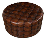 Sarreid Leather Tufted Ottoman