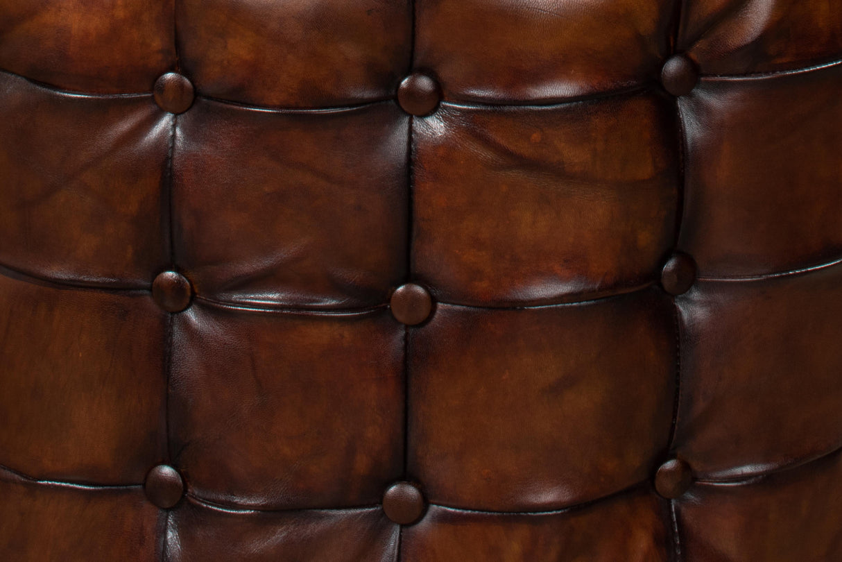 Sarreid Leather Tufted Ottoman