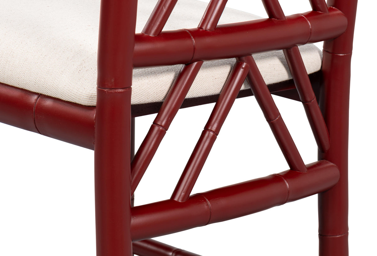 Sarreid Brighton Bamboo Side Chair  Burgundy
