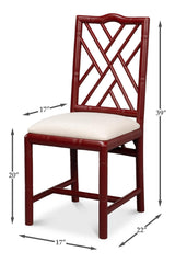 Sarreid Brighton Bamboo Side Chair  Burgundy
