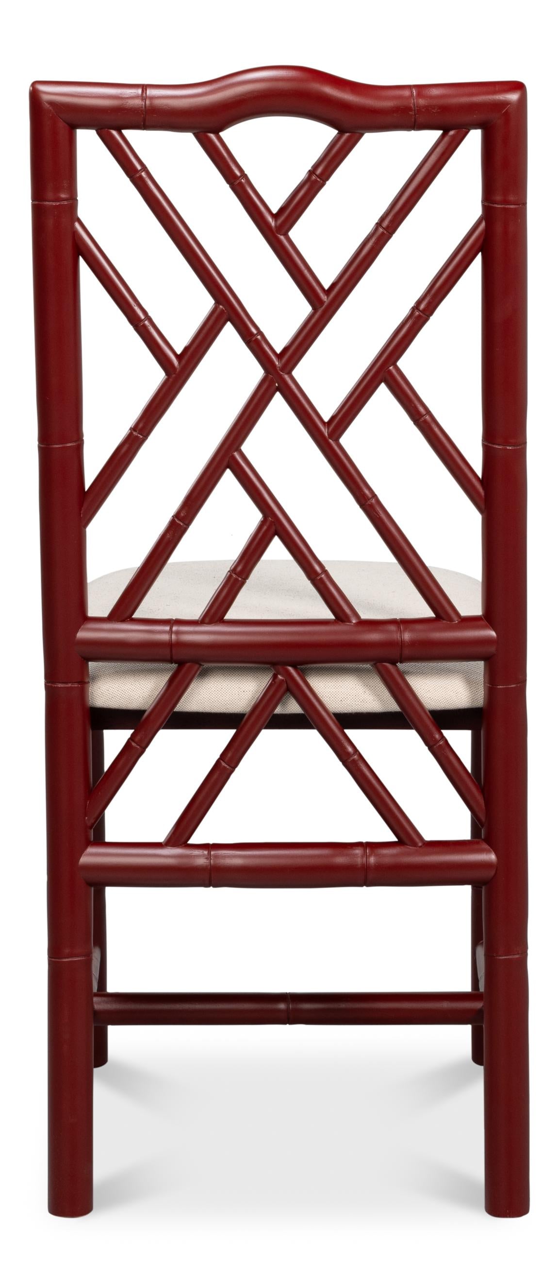 Sarreid Brighton Bamboo Side Chair  Burgundy