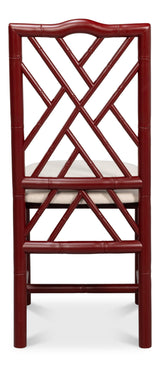 Sarreid Brighton Bamboo Side Chair  Burgundy