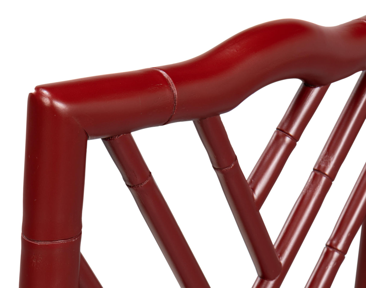 Sarreid Brighton Bamboo Side Chair  Burgundy