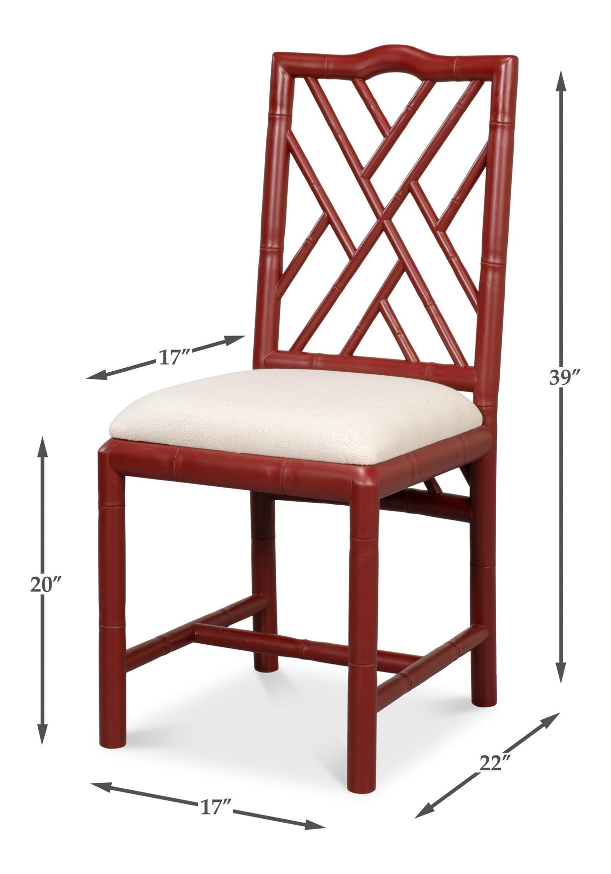 Sarreid Brighton Bamboo Side Chair  Red
