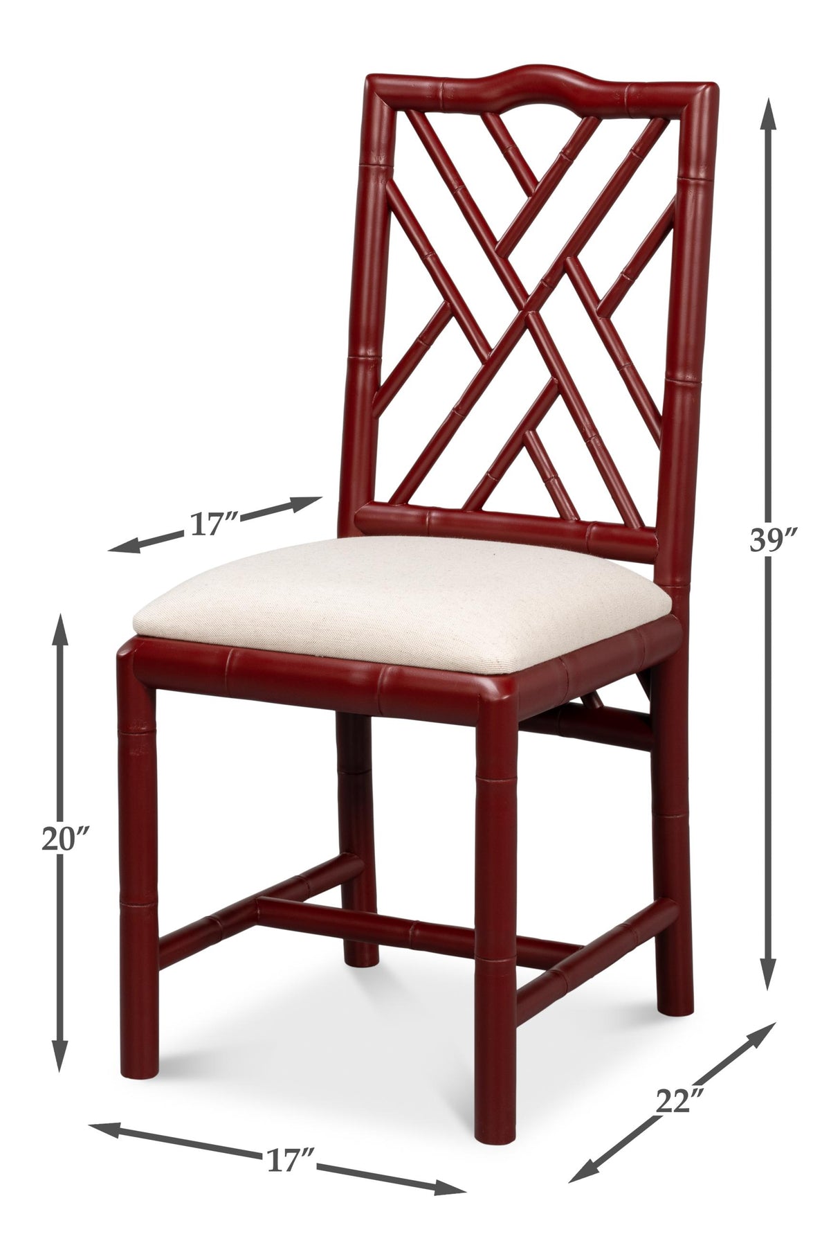 Sarreid Brighton Bamboo Side Chair  Red