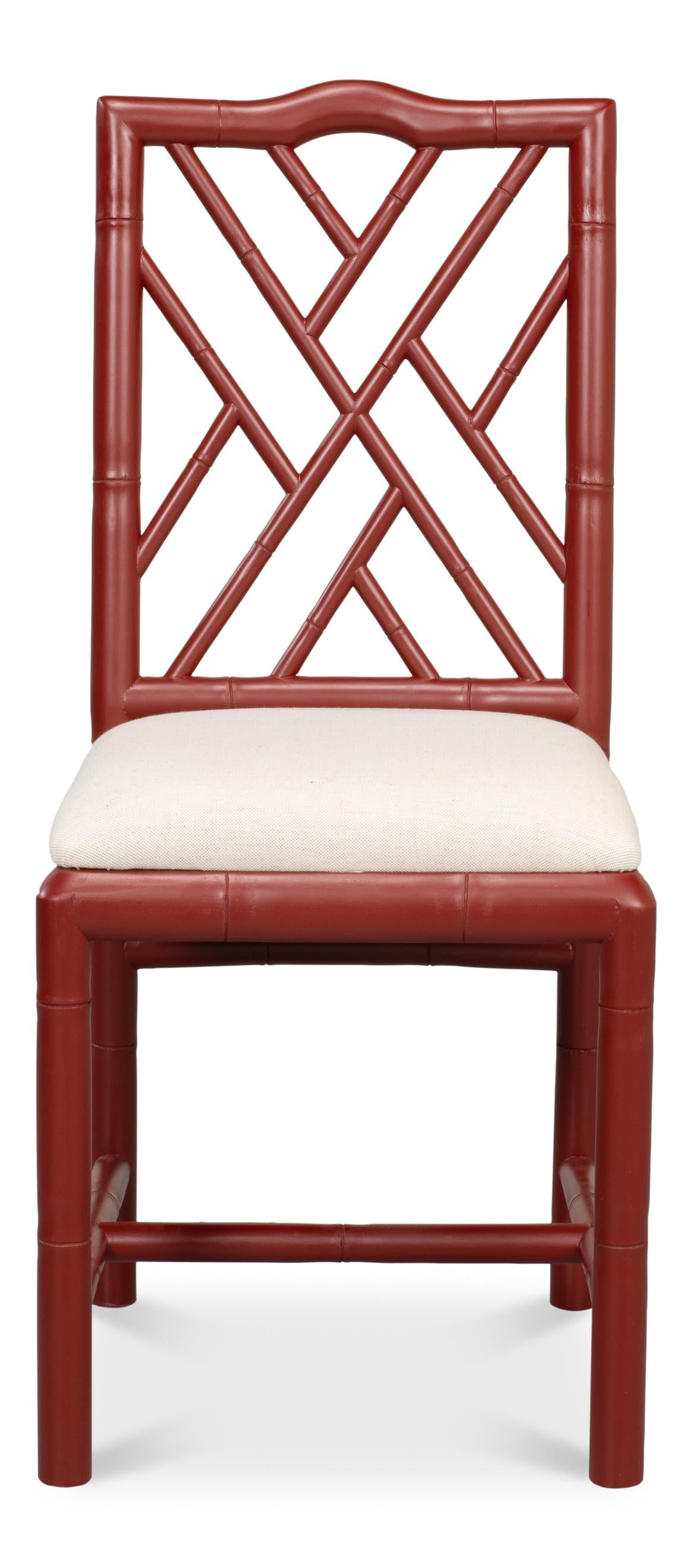 Sarreid Brighton Bamboo Side Chair  Red