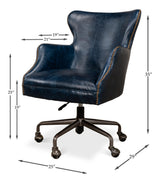 Sarreid Andrew Jackson Desk Chair  Chateau Blue