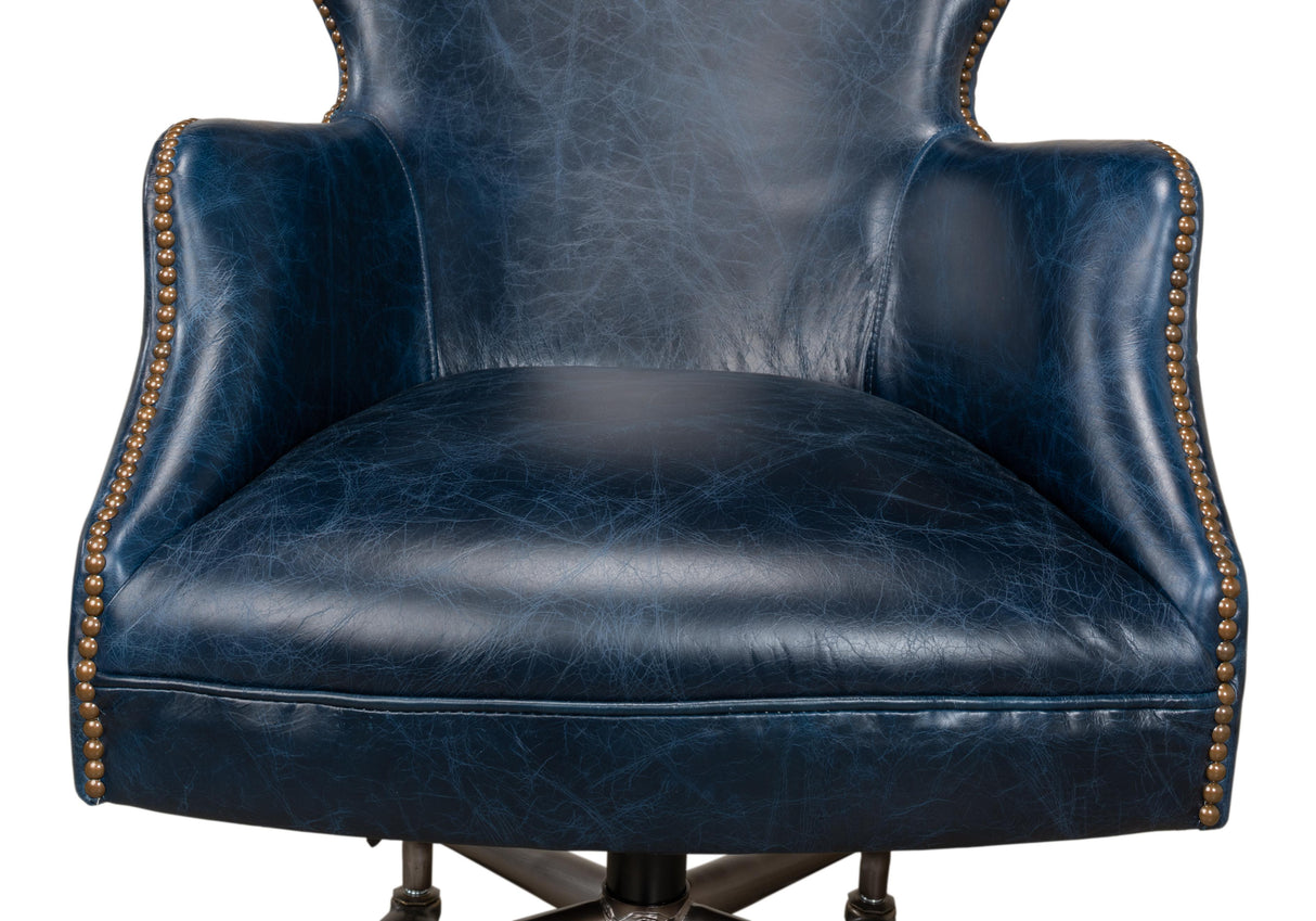 Sarreid Andrew Jackson Desk Chair  Chateau Blue
