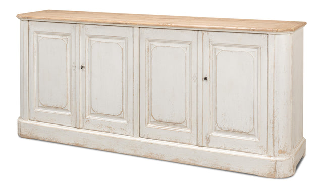 Sarreid Antique Whitewash Sideboard  4 Door
