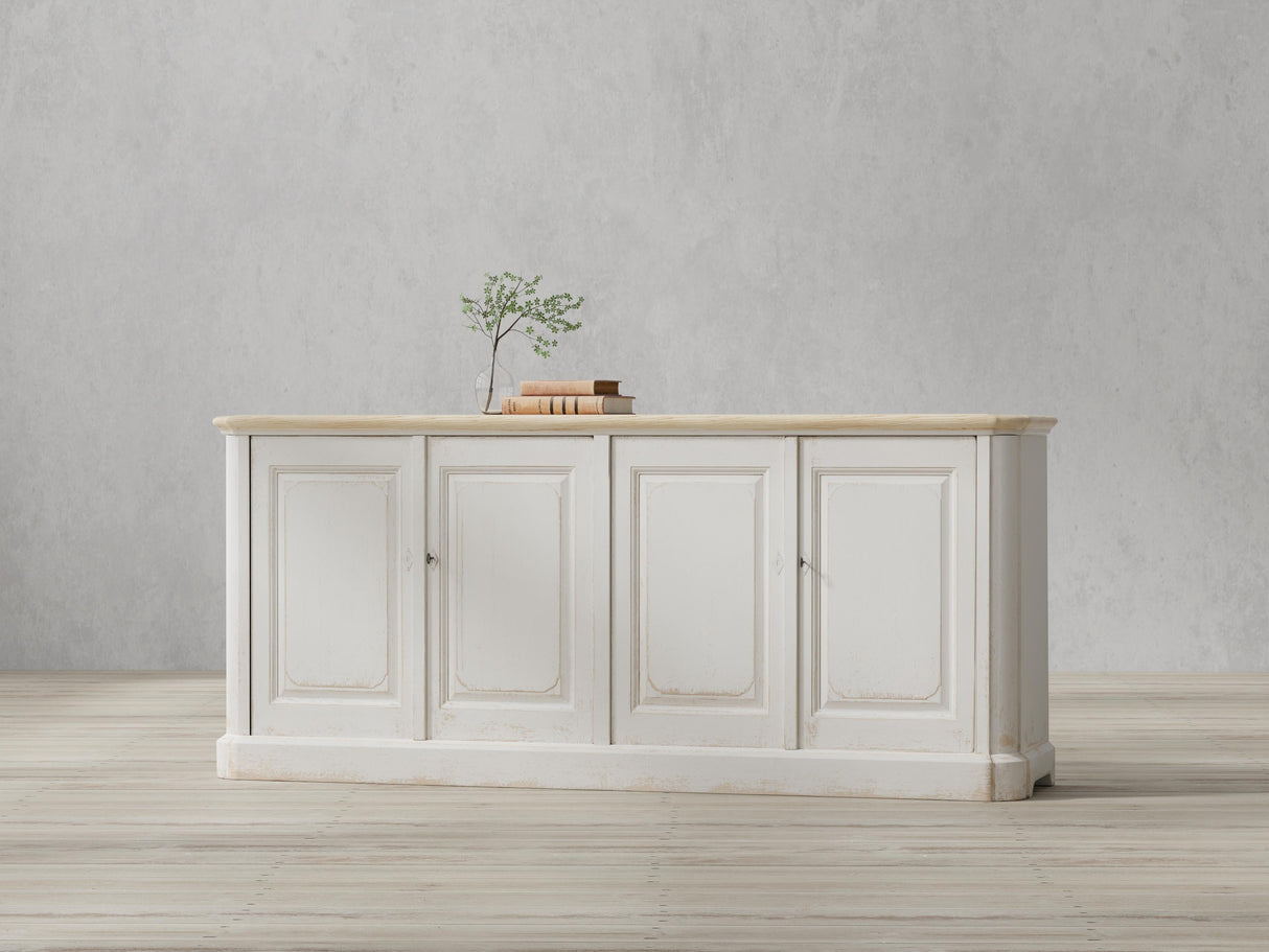 Sarreid Antique Whitewash Sideboard  4 Door