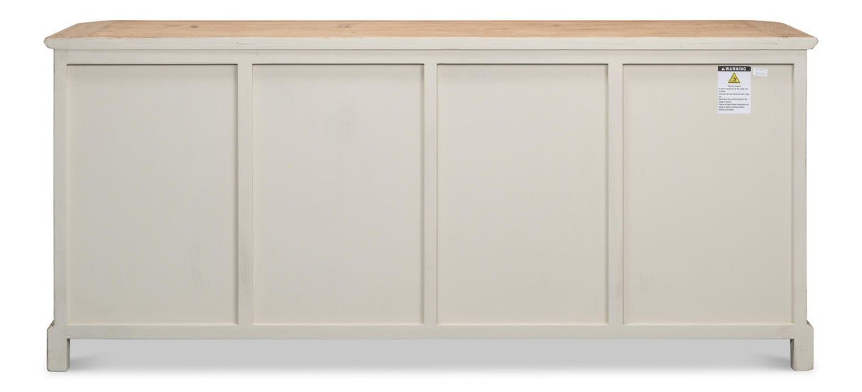 Sarreid Antique Whitewash Sideboard  4 Door