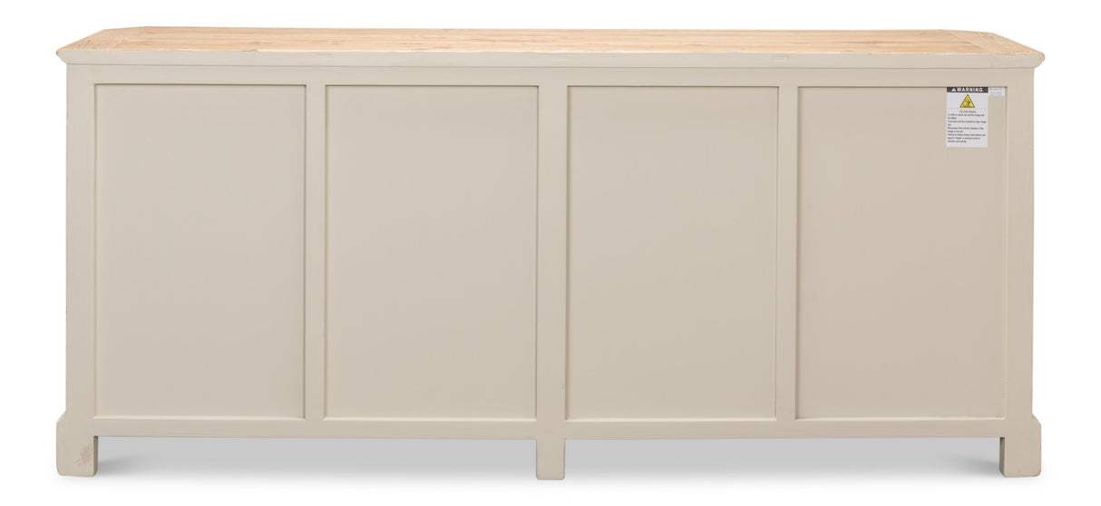 Sarreid Antique Whitewash Sideboard  4 Door