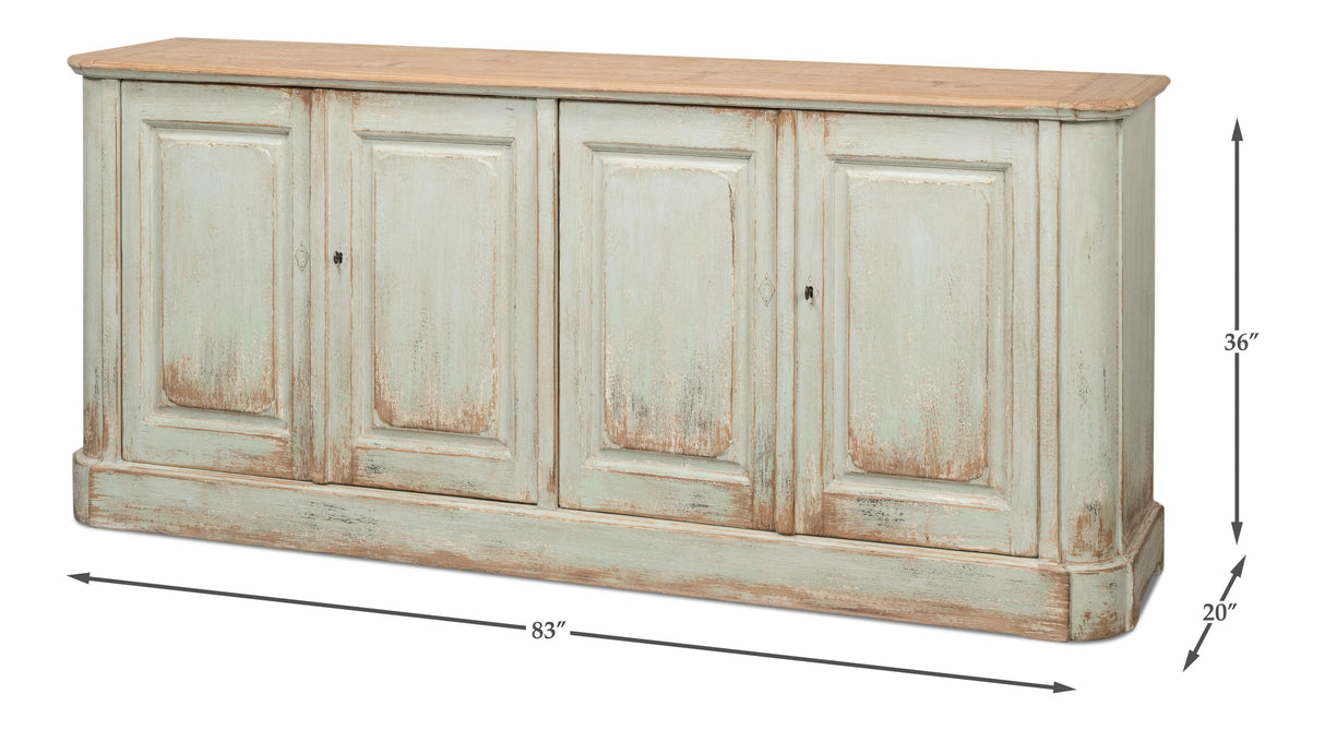 Sarreid Antique Whitewash Sideboard  4 Door