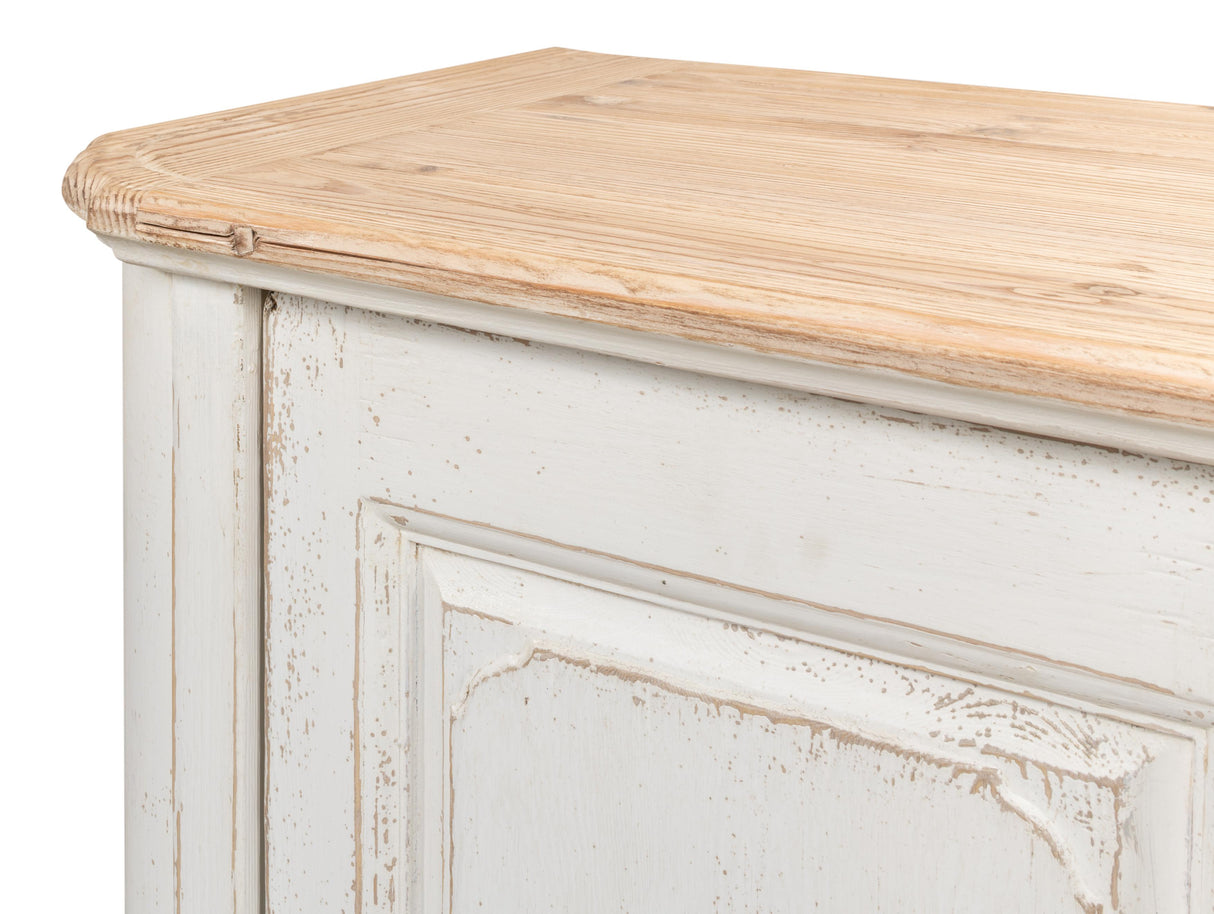 Sarreid Antique Whitewash Sideboard  4 Door