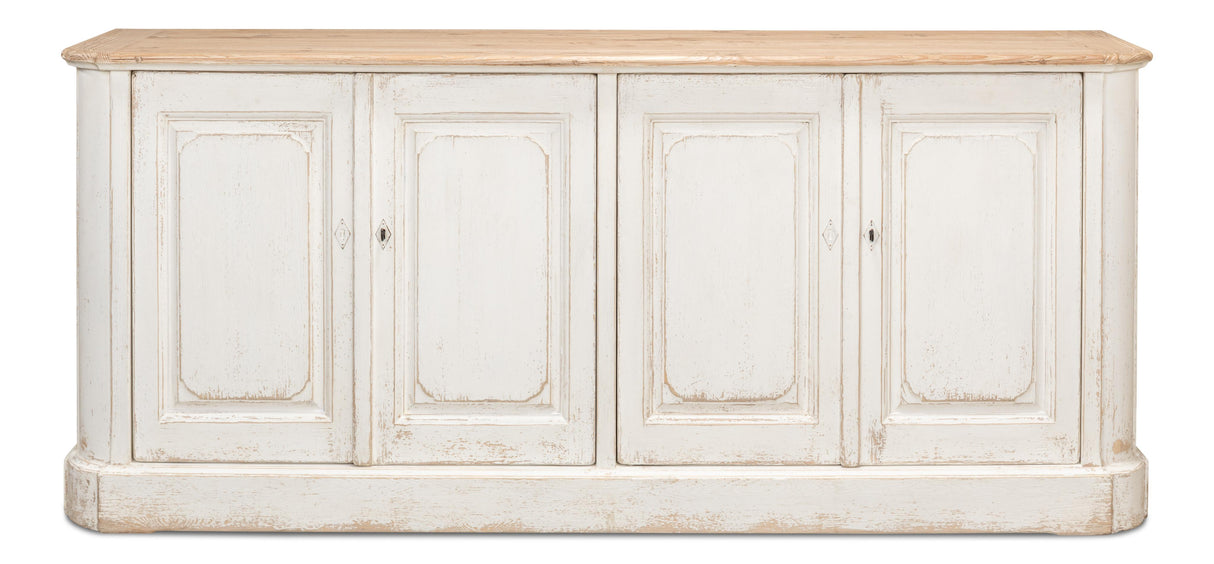 Sarreid Antique Whitewash Sideboard  4 Door