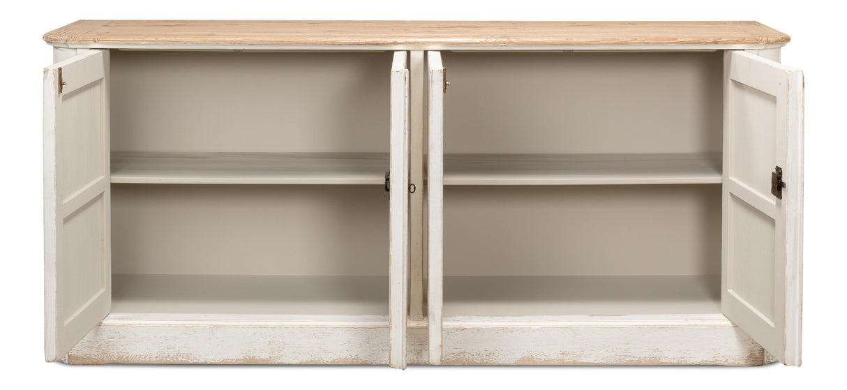Sarreid Antique Whitewash Sideboard  4 Door