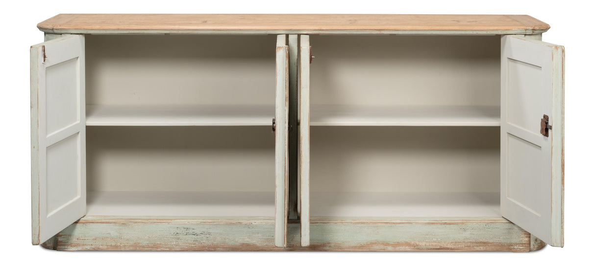 Sarreid Antique Whitewash Sideboard  4 Door