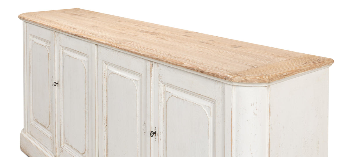 Sarreid Antique Whitewash Sideboard  4 Door