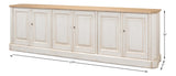Sarreid Antique Whitewash Sideboard  6 Door