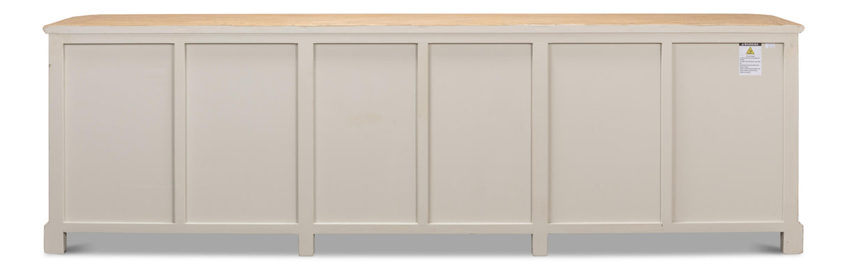 Sarreid Antique Whitewash Sideboard  6 Door