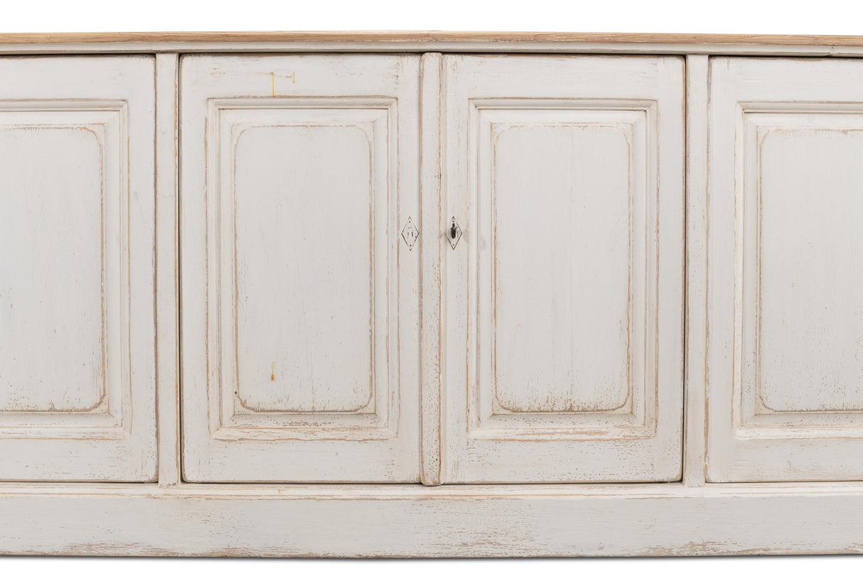Sarreid Antique Whitewash Sideboard  6 Door