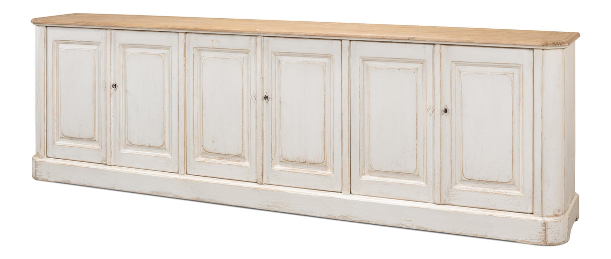 Sarreid Antique Whitewash Sideboard  6 Door