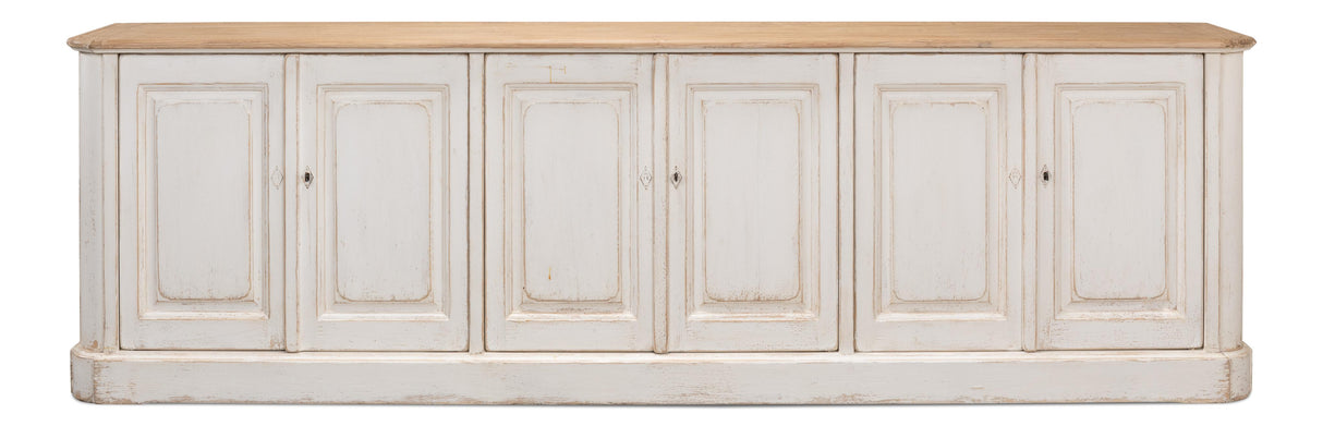 Sarreid Antique Whitewash Sideboard  6 Door