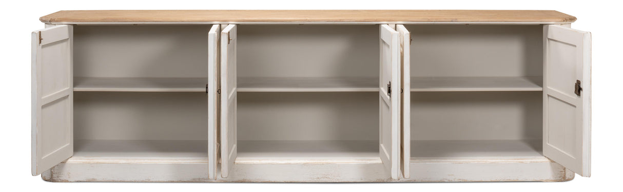 Sarreid Antique Whitewash Sideboard  6 Door