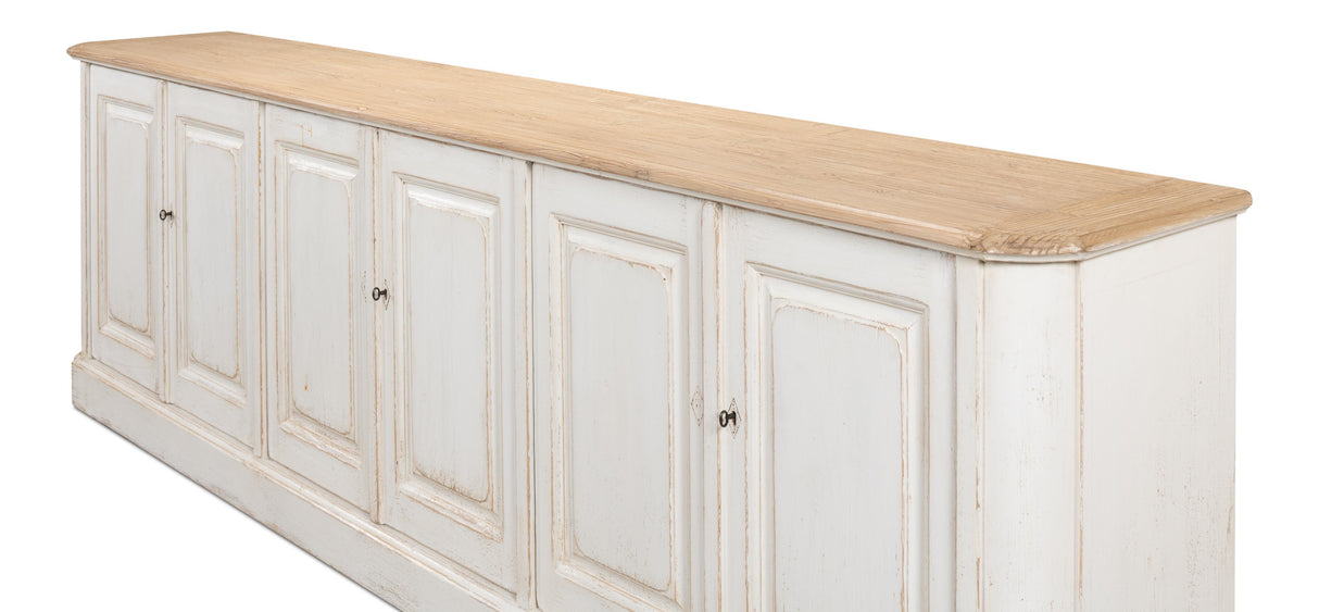 Sarreid Antique Whitewash Sideboard  6 Door