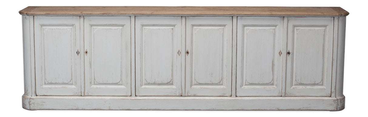 Sarreid Antique Whitewash Sideboard  6 Door