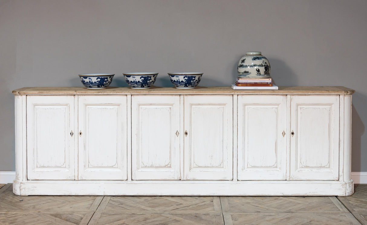 Sarreid Antique Whitewash Sideboard  6 Door