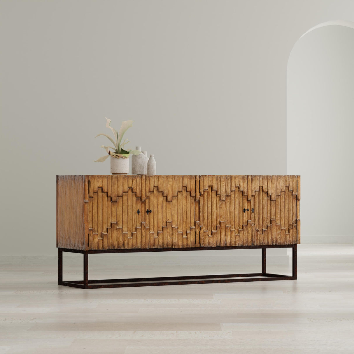 Sarreid Aztec Sideboard On Stand  Brown