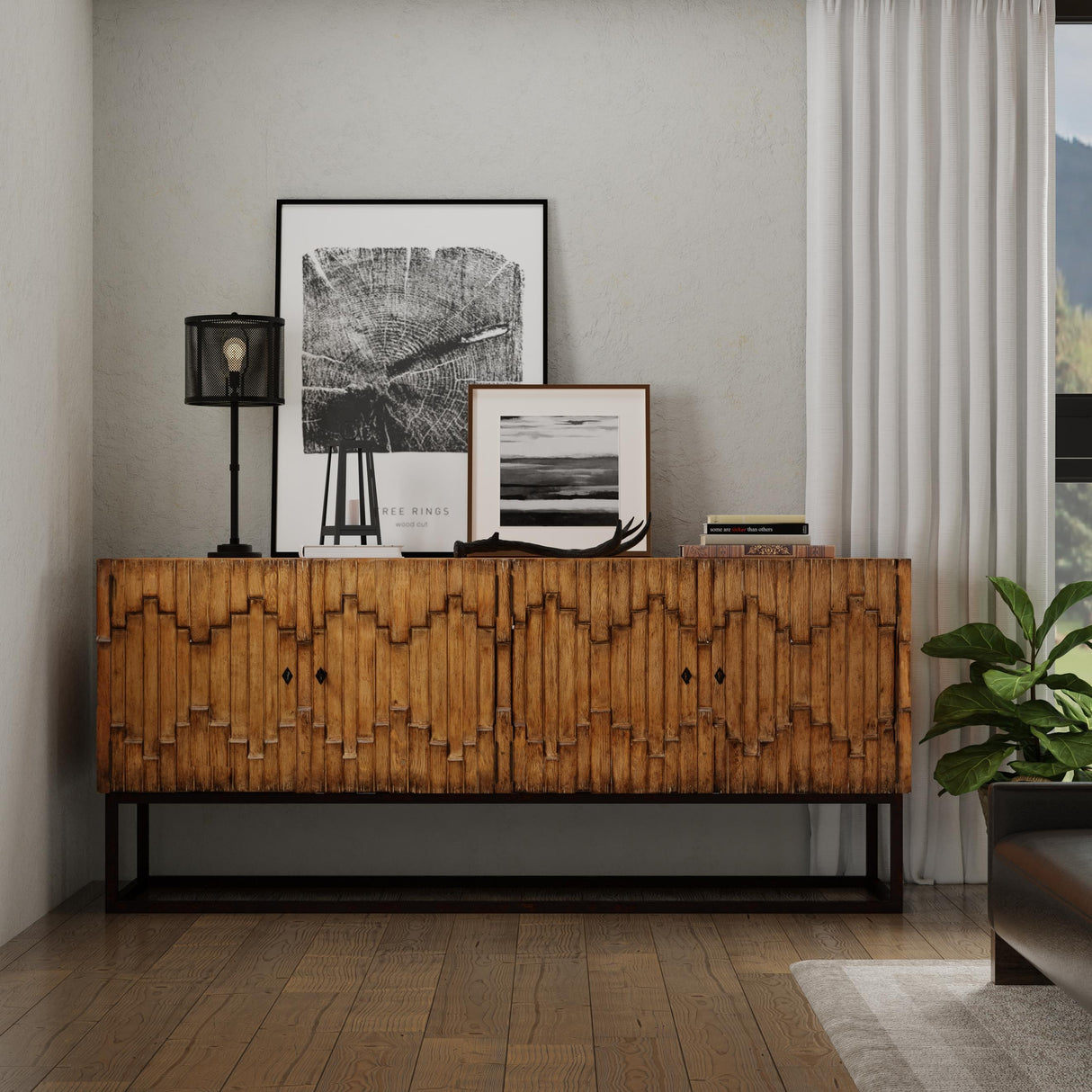 Sarreid Aztec Sideboard On Stand  Brown