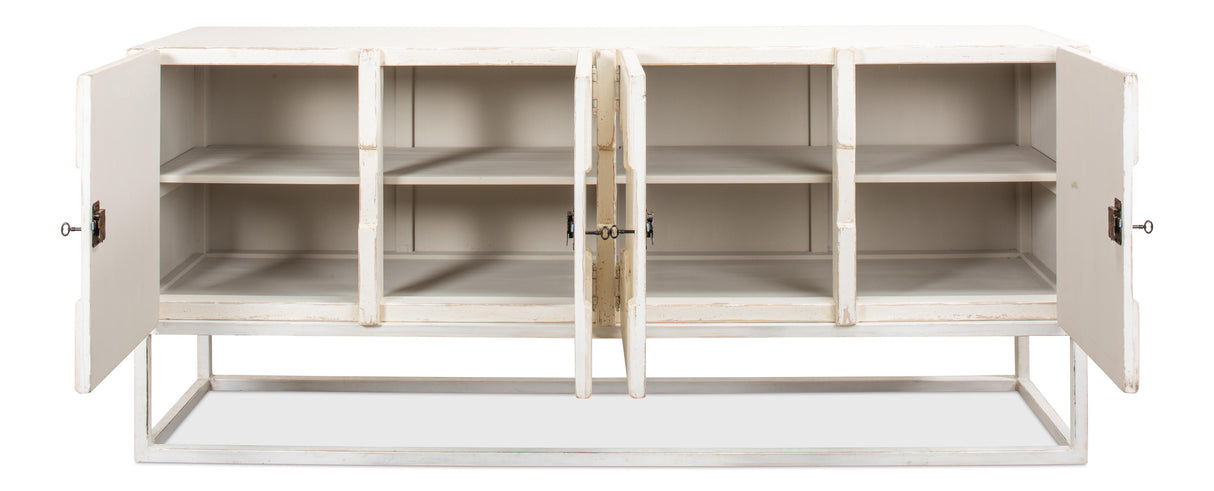 Sarreid Aztec Sideboard On Stand  Whitewash