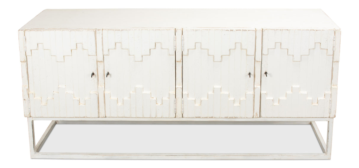 Sarreid Aztec Sideboard On Stand  Whitewash