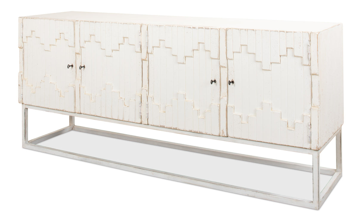 Sarreid Aztec Sideboard On Stand  Whitewash