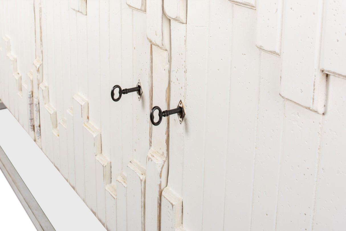 Sarreid Aztec Sideboard On Stand  Whitewash