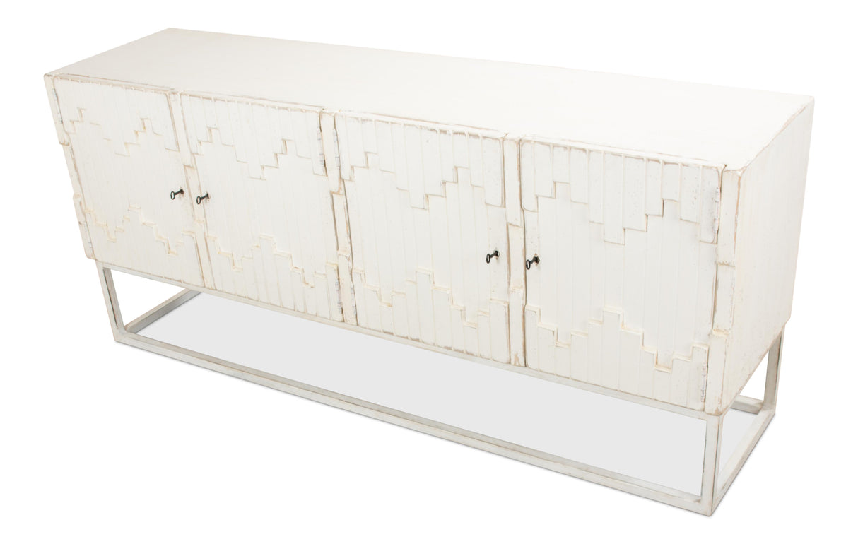 Sarreid Aztec Sideboard On Stand  Whitewash