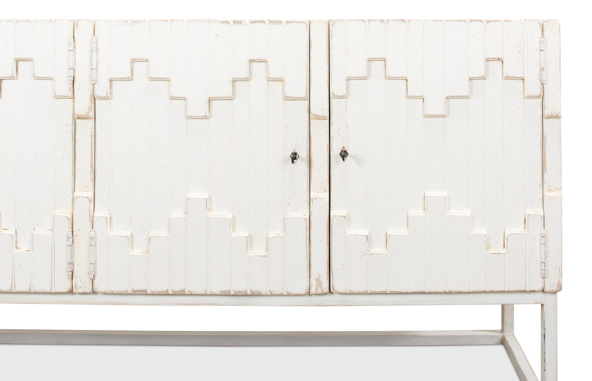 Sarreid Aztec Sideboard On Stand  Whitewash