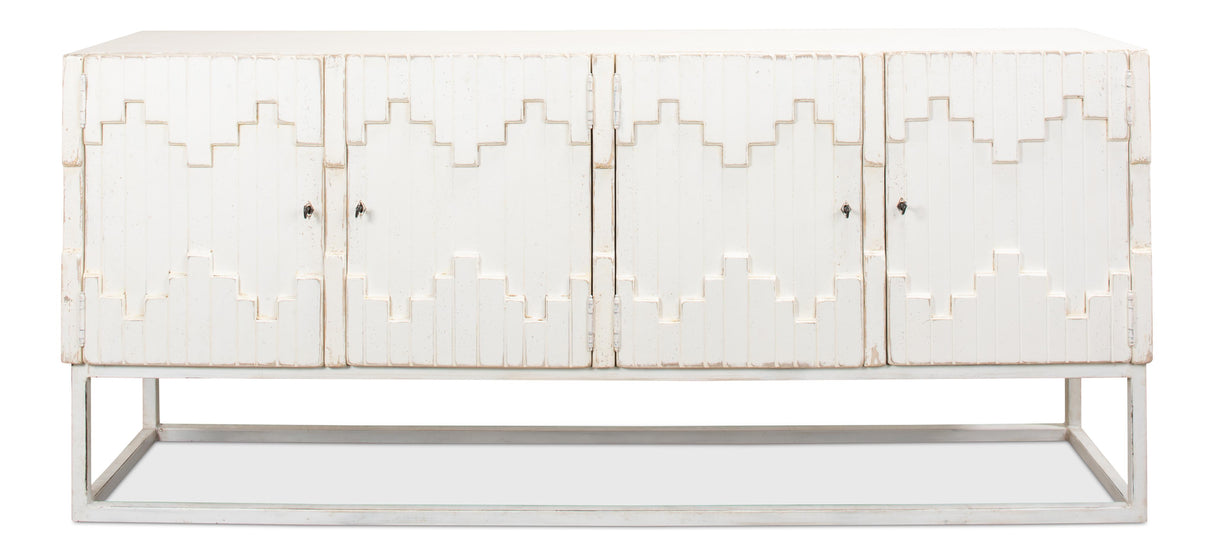 Sarreid Aztec Sideboard On Stand  Whitewash